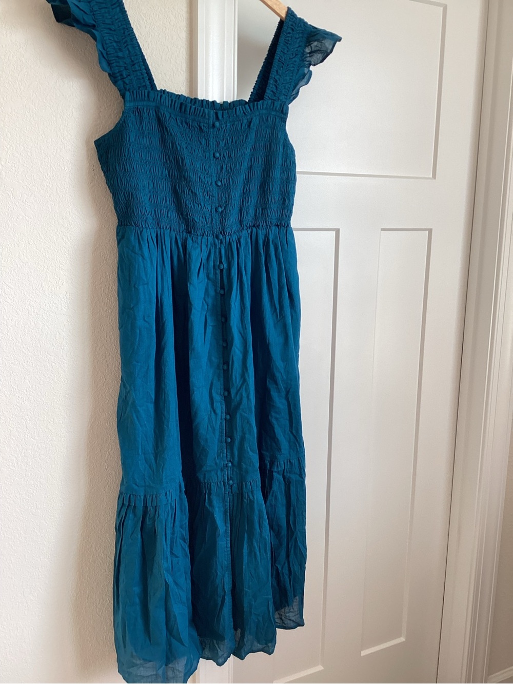 Anthropologie Peregrine Square-Neck Sleeveless Midi Dress New Large Indigo Blue - Picture 5 of 13